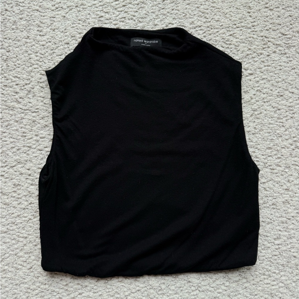 Black Sleeveless Crop Top by Naked Wardrobe
